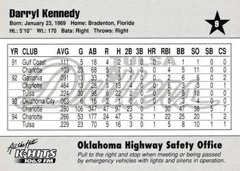 1995 Tulsa Drillers #9 Darryl Kennedy Back