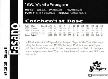 1995 Multi-Ad Wichita Wranglers #NNO Sal Fasano Back