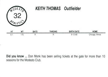 1989 Chong Modesto A's #32 Keith Thomas Back