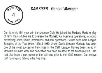 1989 Chong Modesto A's #4 Dan Kiser Back