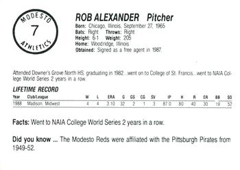 1989 Chong Modesto A's #7 Rob Alexander Back