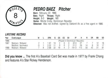 1989 Chong Modesto A's #8 Pedro Baez Back
