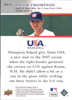 2008 Upper Deck - USA National Team #USA-13 Jacob Thompson Back