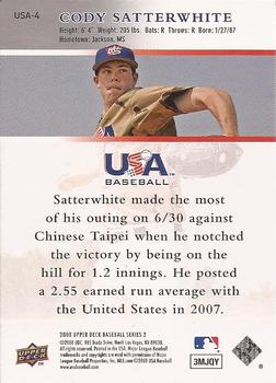 2008 Upper Deck - USA National Team #USA-4 Cody Satterwhite Back