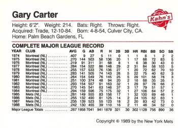 1989 Kahn's New York Mets #NNO Gary Carter Back