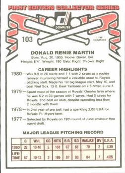 1981 Donruss #103 Renie Martin Back