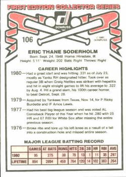 1981 Donruss #106 Eric Soderholm Back