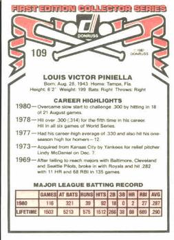 1981 Donruss #109 Lou Piniella Back