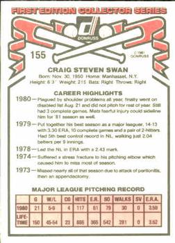 1981 Donruss #155 Craig Swan Back