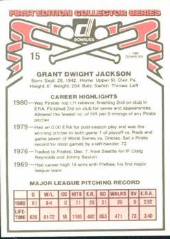 1981 Donruss #15 Grant Jackson Back