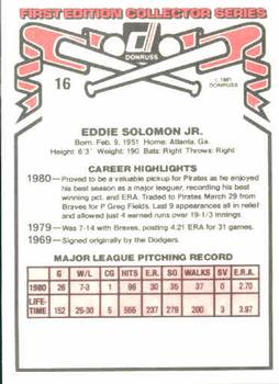 1981 Donruss #16 Eddie Solomon Back