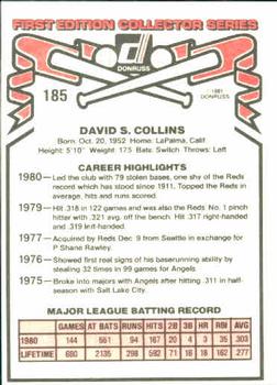 1981 Donruss #185 Dave Collins Back