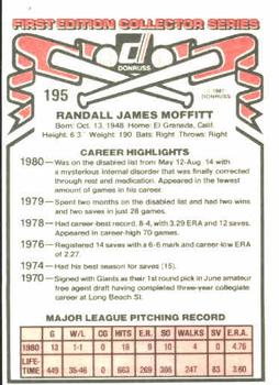 1981 Donruss #195 Randy Moffitt Back