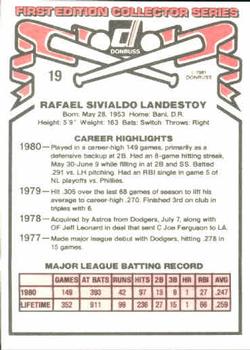 1981 Donruss #19 Rafael Landestoy Back