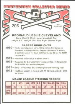 1981 Donruss #206 Reggie Cleveland Back