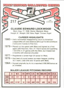 1981 Donruss #217 Skip Lockwood Back