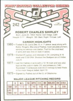1981 Donruss #242 Bob Shirley Back