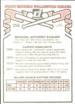 1981 Donruss #256 Mike Easler Back
