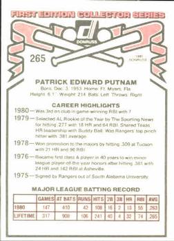 1981 Donruss #265 Pat Putnam Back