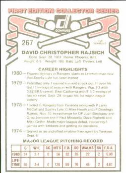 1981 Donruss #267 Dave Rajsich Back