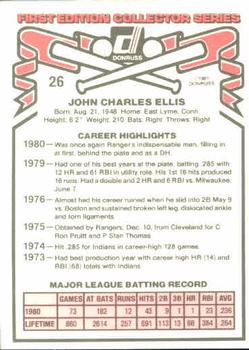 1981 Donruss #26 John Ellis Back