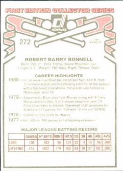 1981 Donruss #272 Barry Bonnell Back