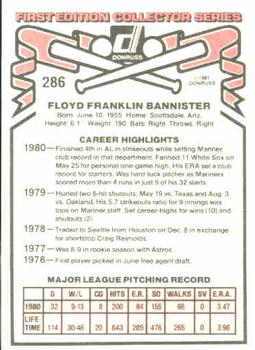 1981 Donruss #286 Floyd Bannister Back