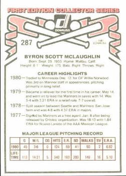 1981 Donruss #287 Byron McLaughlin Back