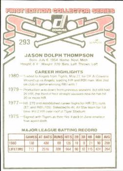 1981 Donruss #293 Jason Thompson Back