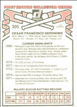 1981 Donruss #305 Cesar Geronimo Back