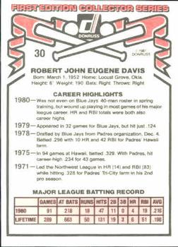 1981 Donruss #30 Bob Davis Back