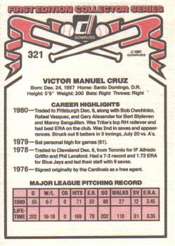 1981 Donruss #321 Victor Cruz Back