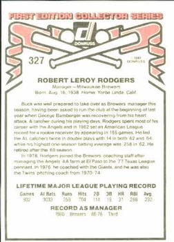 1981 Donruss #327 Bob Rodgers Back