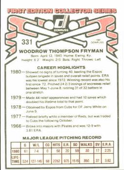 1981 Donruss #331 Woodie Fryman Back
