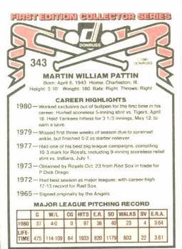 1981 Donruss #343 Marty Pattin Back