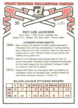 1981 Donruss #36 Roy Jackson Back