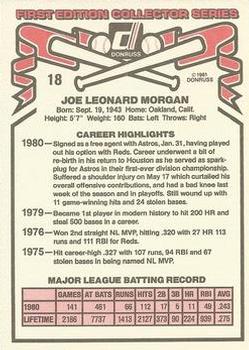 1981 Donruss #18 Joe Morgan Back