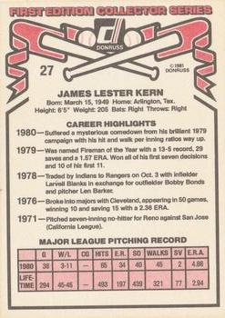 1981 Donruss #27 Jim Kern Back