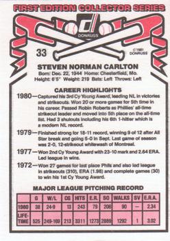 1981 Donruss #33 Steve Carlton Back
