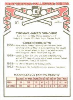1981 Donruss #51 Tom Donohue Back