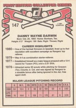 1981 Donruss #147 Danny Darwin Back