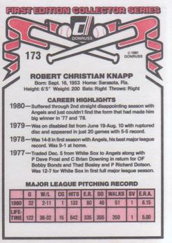 1981 Donruss #173 Chris Knapp Back