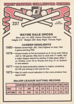 1981 Donruss #237 Wayne Gross Back