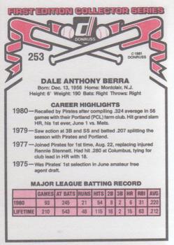 1981 Donruss #253 Dale Berra Back
