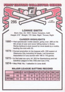 1981 Donruss #295 Lonnie Smith Back