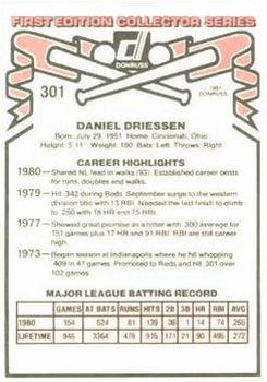 1981 Donruss #301 Dan Driessen Back