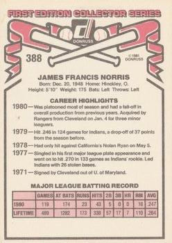 1981 Donruss #388 Jim Norris Back