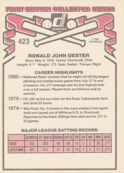 1981 Donruss #423 Ron Oester Back