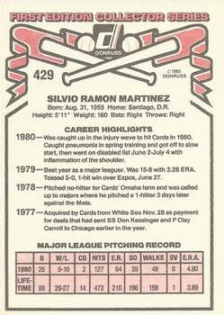 1981 Donruss #429 Silvio Martinez Back