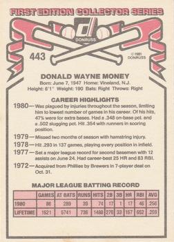 1981 Donruss #443 Don Money Back